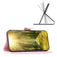 Zestaw Etui z klapką do Oppo A17, skórzane portfel, Binfen, Różowe + szkło