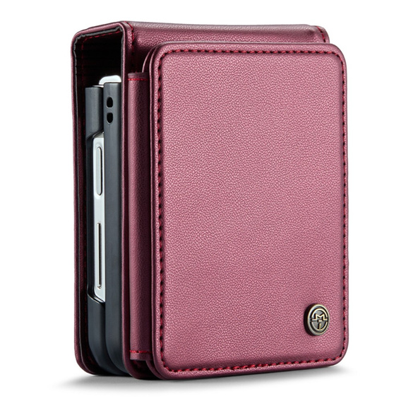 Etui z klapką CASEME do Samsung Galaxy Z Flip5 5G, Litchi Wallet, czerwone