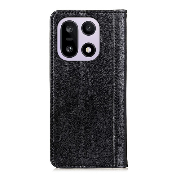 Etui z klapką do OnePlus 15, Split Leather, czarne