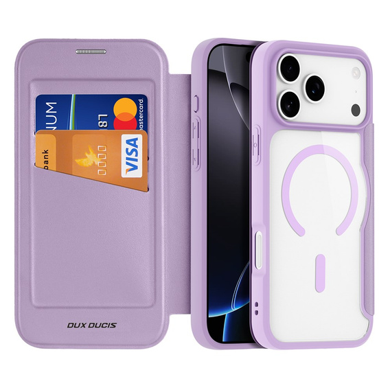 Etui z klapką Dux Ducis do iPhone 17 Pro, Skin X Pro, do MagSafe, fioletowe