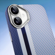 Etui do iPhone 16, Carbon Fiber MagSafe, niebieskie