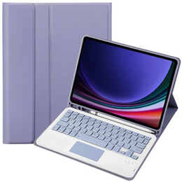 Etui z klawiaturą do Samsung Galaxy Tab S9, Leather Pen Slot TouchPad, fioletowe