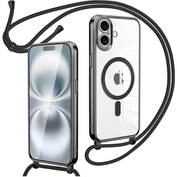 Etui do iPhone 17, Electro MagSafe, czarne + Smycz