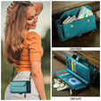 Etui CASEME do Samsung Galaxy S25 FE, RFID Leather Wallet, z paskiem na ramię, zielone