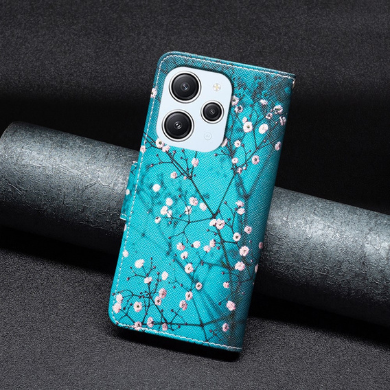 Etui z klapką do Xiaomi Redmi 12 4G, Wallet, Sakura niebieskie