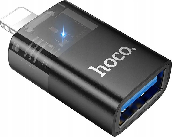 Adapter OTG HOCO UA36 – Lightning do USB-A, czarny transparentny