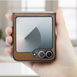 Etui do Samsung Galaxy Z Flip7 FE / Z Flip6, CASEME Litchi Leather, brązowe