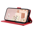Etui z klapką do iPhone 16 Pro Max, Rhombus Crossbody Leather, czerwone
