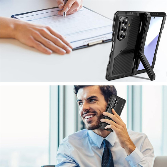 Etui pancerne do Samsung Galaxy Z Fold7 5G aluminiowe z podstawką i miejscem na rysik – czarne