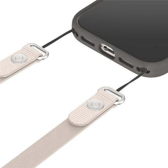 Smycz na telefon kompatybilna z etui do iPhone 17, odpinana magnetyczna klamra, pasek na szyję – beżowa