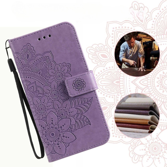 Etui z klapką do Samsung Galaxy A14 4G/5G, Mandala, fioletowe