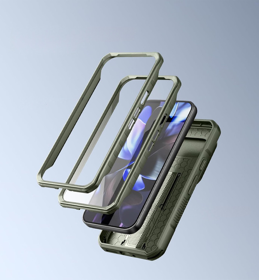 Etui pancerne do Google Pixel 10 Pro XL, Dexnor Full Body (Two Frames) - zielone