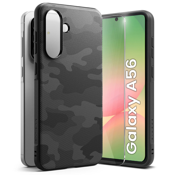 Etui Ringke Fusion X do Galaxy A36 / A56 5G, Kamuflaż + Szkło Hartowane 9H