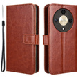 Etui z klapką do Honor Magic 6 Lite 5G, Crazy Horse Wallet, brązowe