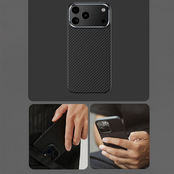 Etui BENKS Kevlar Armor Air do iPhone 17 Pro Max, Carbon Fiber 600D A070, do MagSafe – czarne