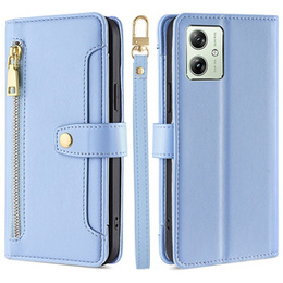 Etui z klapką do Motorola Moto G54 5G, Wallet Zipper Pocket, niebieskie