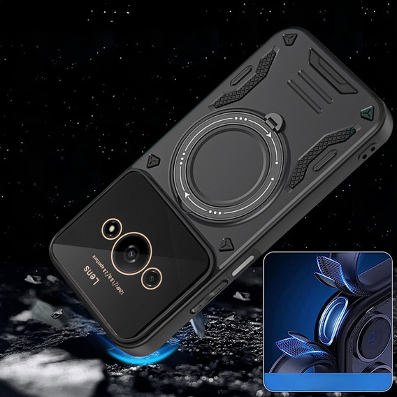 Etui pancerne do Xiaomi Redmi A3, Magnetic Ring, czarne