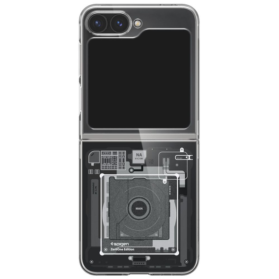 Etui Spigen do Samsung Galaxy Z Flip7 FE / Z Flip6, Airskin Zeron One, Przezroczyste / Brokatowe