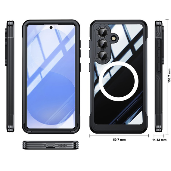 Etui do Samsung Galaxy S26 Plus, Shockproof, ze szkłem, do MagSafe, czarne