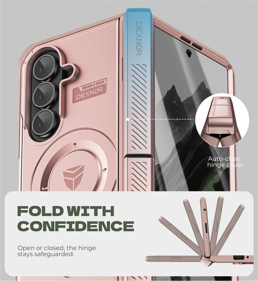 Etui pancerne do Samsung Galaxy Z Fold7 5G, Dexnor Magnetic,  do MagSafe - różowe