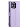 Etui z klapką do iPhone 16 Pro Max, Rhombus Crossbody Leather, fioletowe