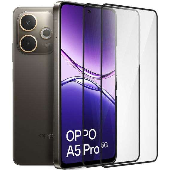 2x Szkło Hartowane do Oppo A5 Pro 5G, ERBORD 3D pełne, szybka na cały ekran