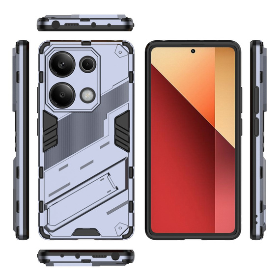 Etui do Xiaomi Redmi Note 13 Pro 4G / Xiaomi Redmi Note 14S / Xiaomi Poco M6 Pro 4G, Military kickstand, granatowe