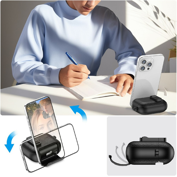 Etui do AirPods Pro 3 z podstawką, zatrzaskiem i karabińczykiem, czarne