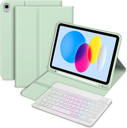 Etui z podświetlaną klawiaturą bluetooth do iPad 11" 2025 A16 (11 gen.) / iPad 10.9" 2022 (10 gen.), zielone