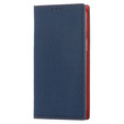 Etui z klapką do iPhone 14 Pro, Litchi Skin Grain, granatowe