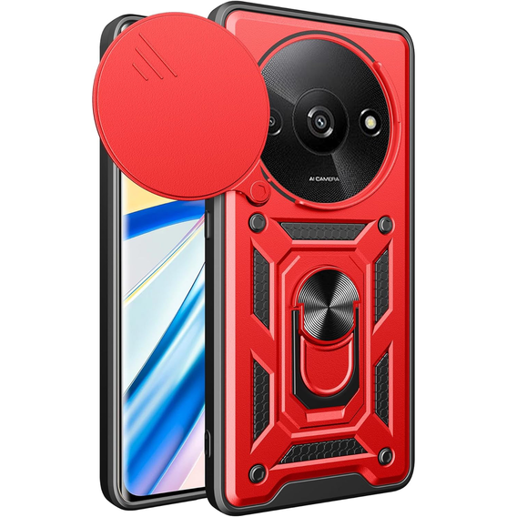 Etui pancerne do Xiaomi Redmi A3, CamShield Slide, czerwone