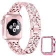 Bransoleta + Etui z Diamentami do Apple Watch 4/5/6/SE 44mm, Różowe