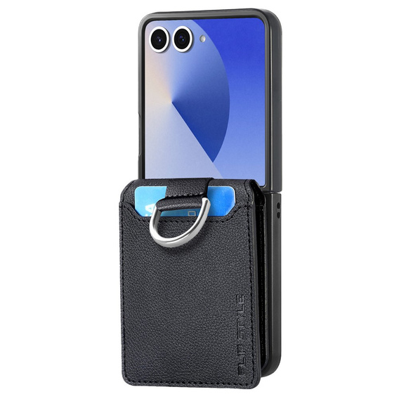 Etui z miejscem na karty i ringiem do Samsung Galaxy Z Flip7 – czarne