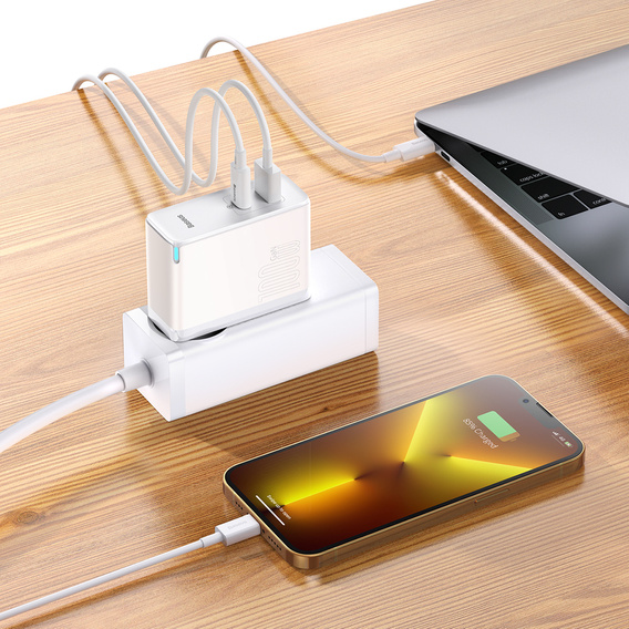 Baseus GaN5 Pro Ładowarka Sieciowa 100W + Kabel USB-C, White