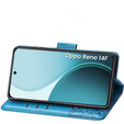 Etui z klapką do Oppo Reno 14 F / 14 FS, z wytłoczonym wzorem motyla, niebieskie