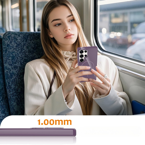 Etui do Samsung Galaxy S25 Ultra z paskiem, magnetyczne MagSafe  – fioletowe
