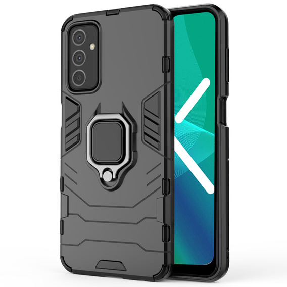 Zestaw Etui do Samsung Galaxy A04S / A13 5G, pancerne KickStand z ringiem, czarne + Szkło