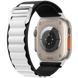 Pasek Nylonowy do Apple Watch 1/2/3/4/5/6/7/8/9/10/11/SE Ultra 1/2/3 42/44/45/46/49mm, Czarny / Biały