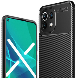 Etui do Xiaomi Mi 11 Lite / Mi 11 Lite 5G / 11 Lite 5G NE, silikonowe karbon z ochroną aparatu, czarne
