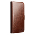 Etui ze skóry z klapką do iPhone 17 Pro, QIALINO Genuine Cow Leather – brązowe