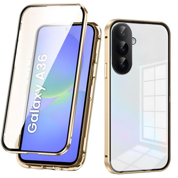 Etui do Samsung Galaxy A36 5G, Magnetic Dual Glass, złote