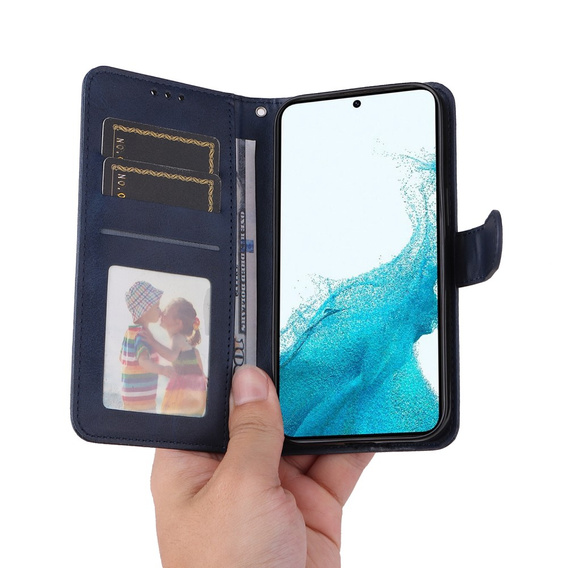 Etui z klapką do Samsung Galaxy A34 5G, Leather Wallet, granatowe