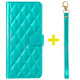 Etui z klapką do Samsung Galaxy A16 / A16 5G, Rhombus Crossbody Leather, zielone