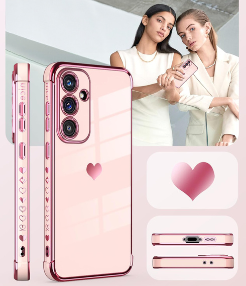 Etui do Samsung Galaxy A56 5G, Electro heart, różowe rose gold + Szkło 9H