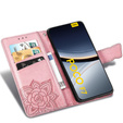 Etui z klapką do Xiaomi Poco F7, Butterfly, różowe rose gold