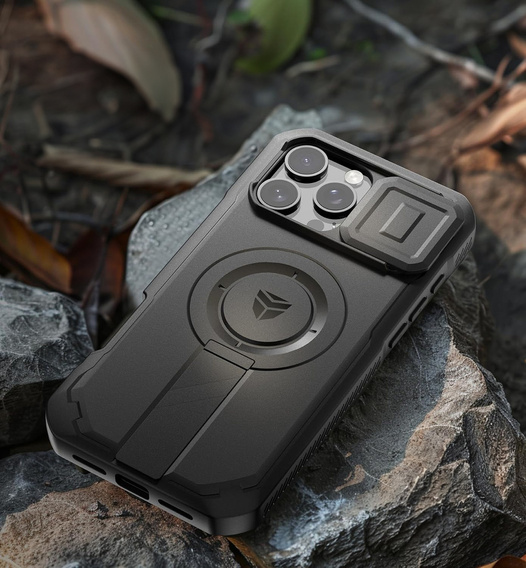 Etui pancerne do iPhone 16 Pro Max, Dexnor CamProtect MagSafe, z folią prywatyzującą, czarne (Dwie ramki)