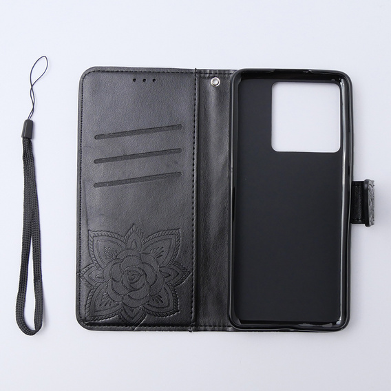 Etui z klapką do Xiaomi 13T / 13T Pro, Butterfly, czarne