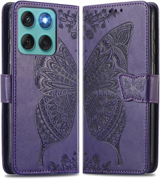 Etui z klapką do Motorola Edge 60 Fusion, Butterfly, fioletowe