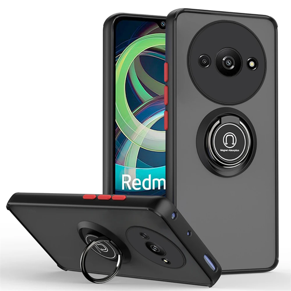 Etui silikonowe do Xiaomi Redmi A3, z ochroną aparatu, przezroczyste / czarne