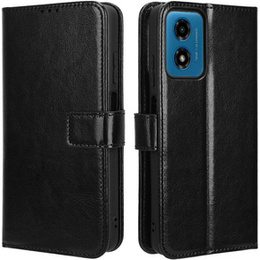 Etui z klapką do Motorola Moto E14, Crazy Horse Wallet, czarne